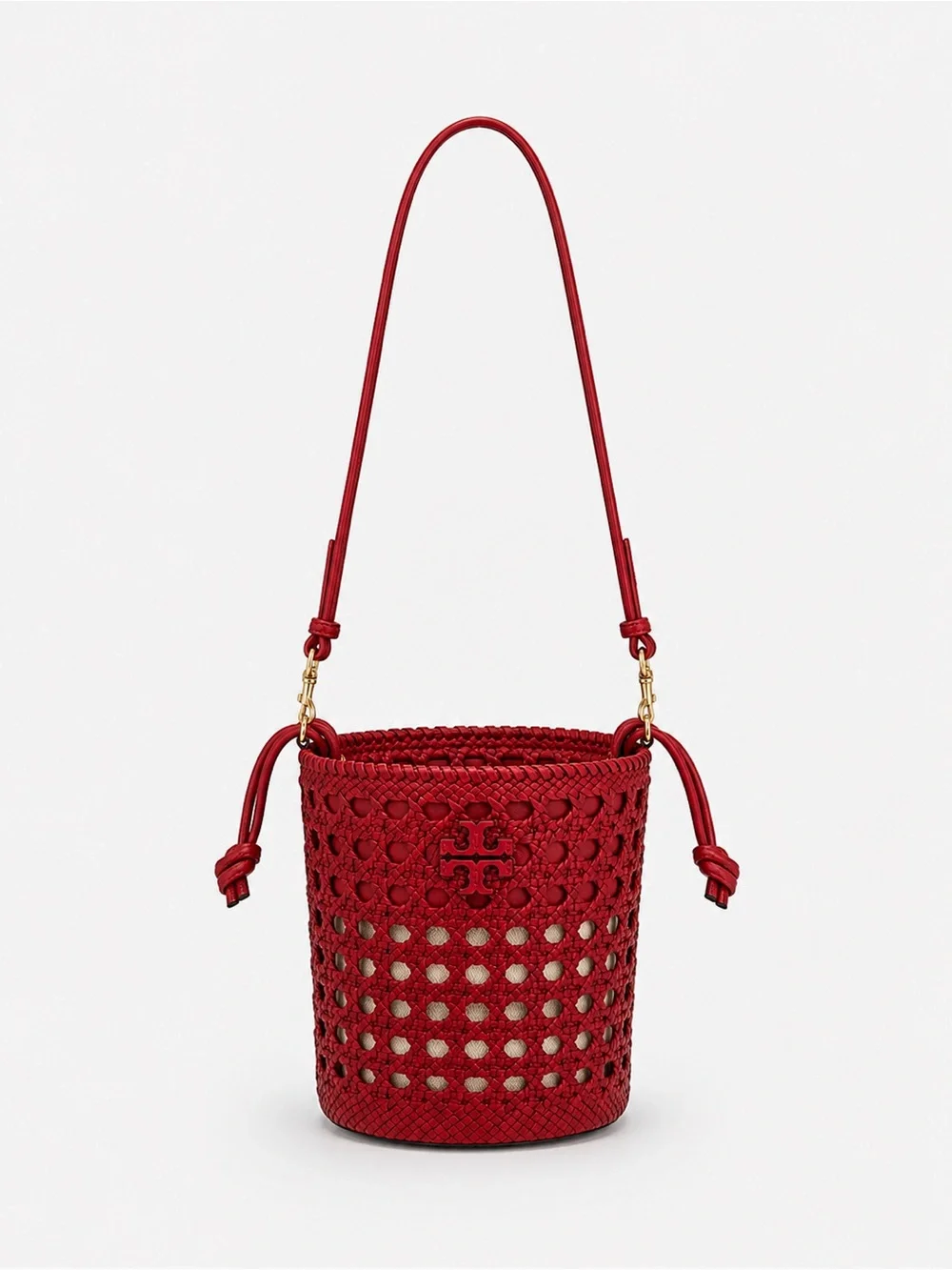 Tory Burch Red Woven Bucket Bag new
